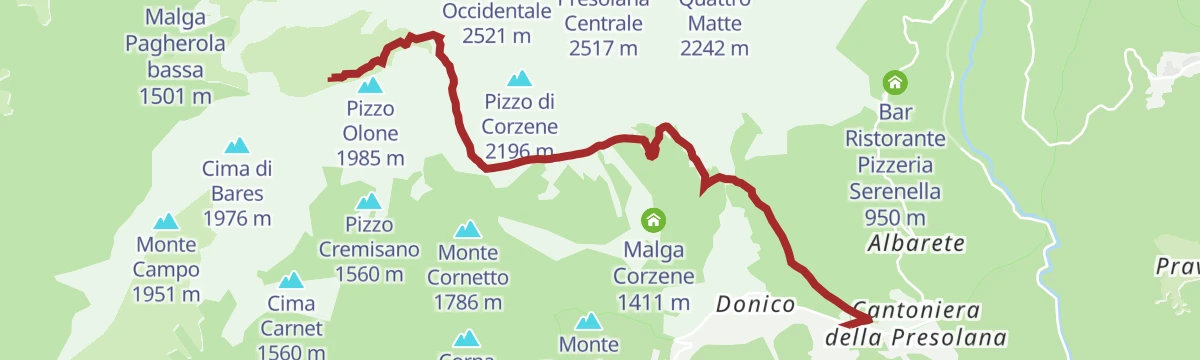 Route map: Dal Passo della Presolana al Rifugio Olmo Tra creste, boschi e panorami incantati